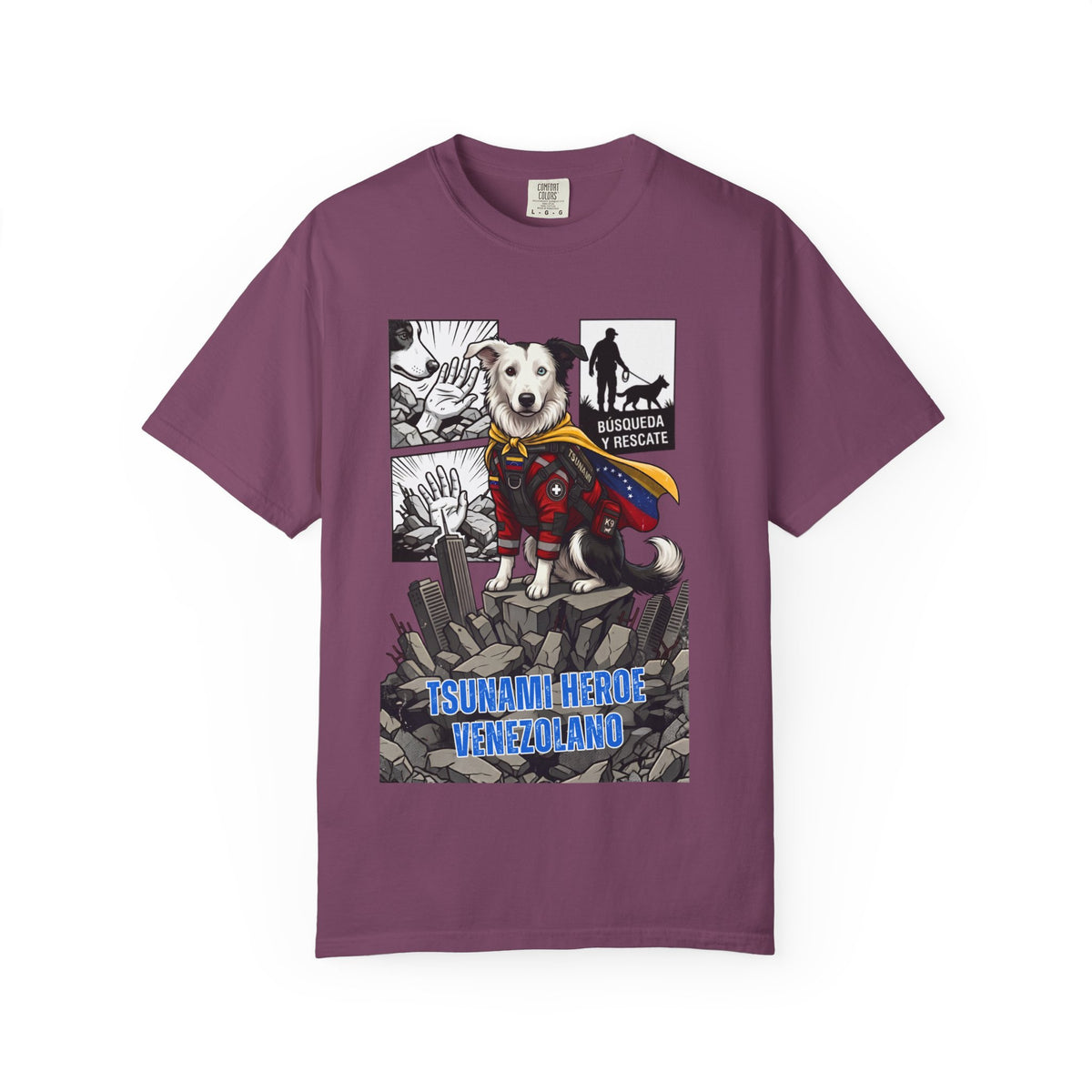 Franela Tsunami Hero Venezuela | Camiseta Gráfica Perro Rescatista | Orgullo Venezolano