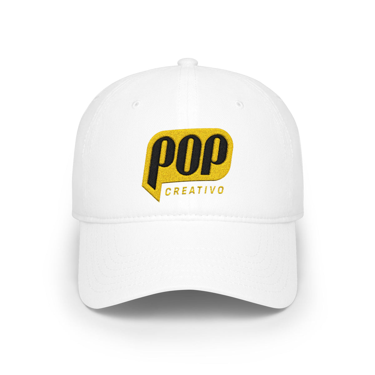 Gorra Bordada POP Creativo | Logo Retro Amarillo Low-Profile