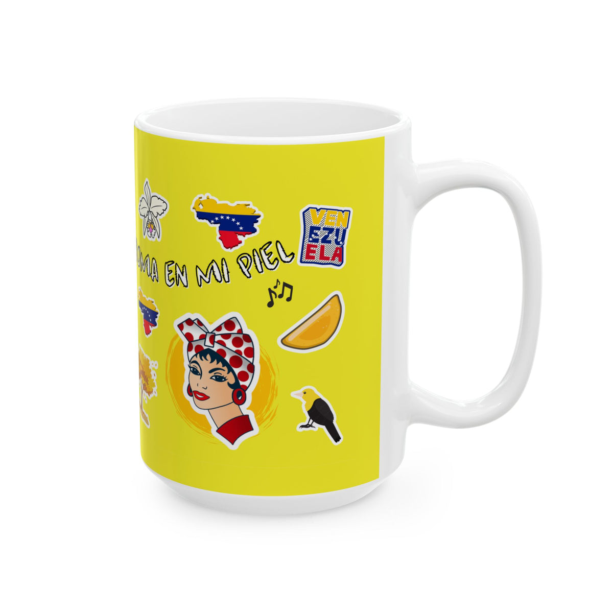 Taza Cerámica Venezuela Sticker Collage | Café Amarilla 11oz/15oz