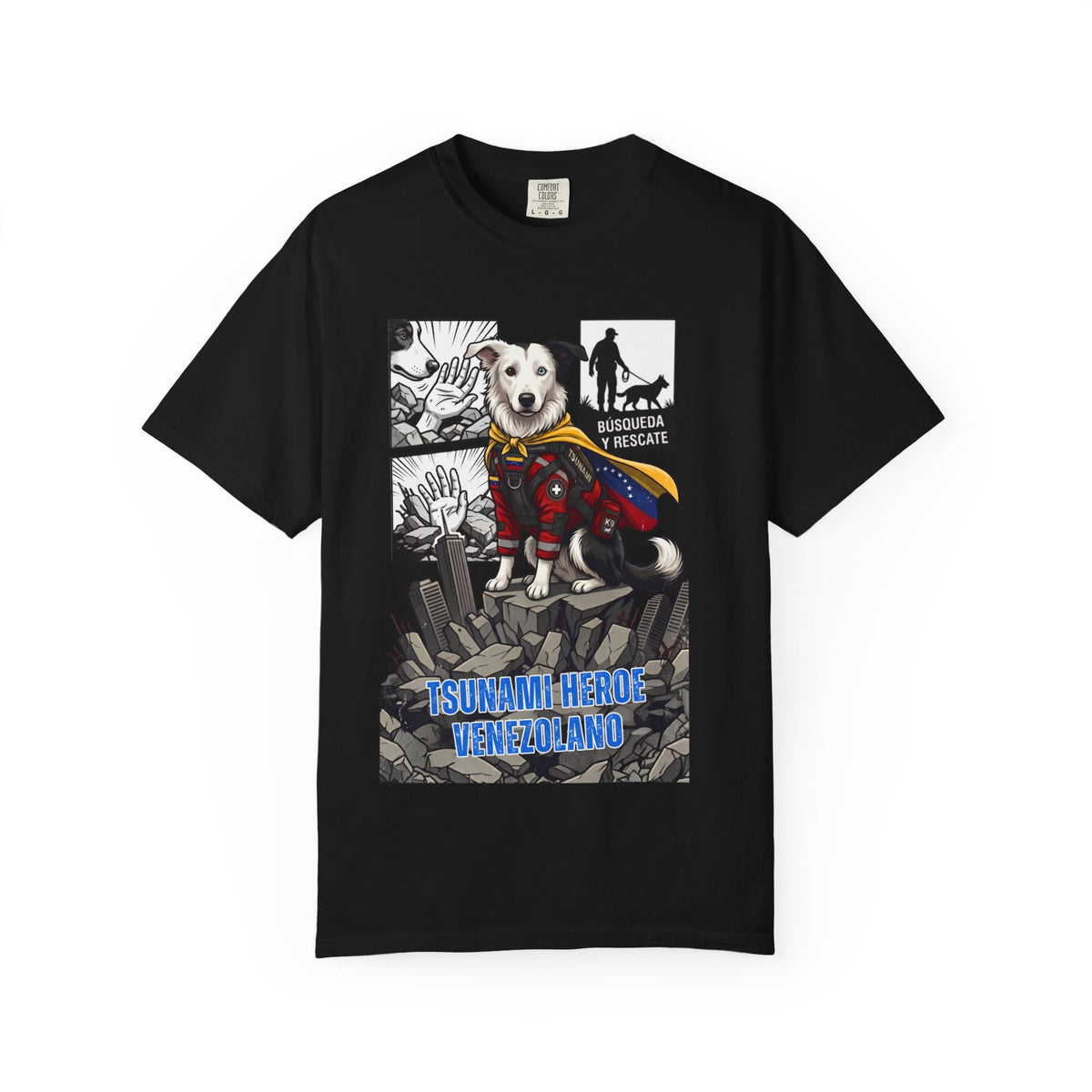 Franela Tsunami Hero Venezuela | Camiseta Gráfica Perro Rescatista | Orgullo Venezolano