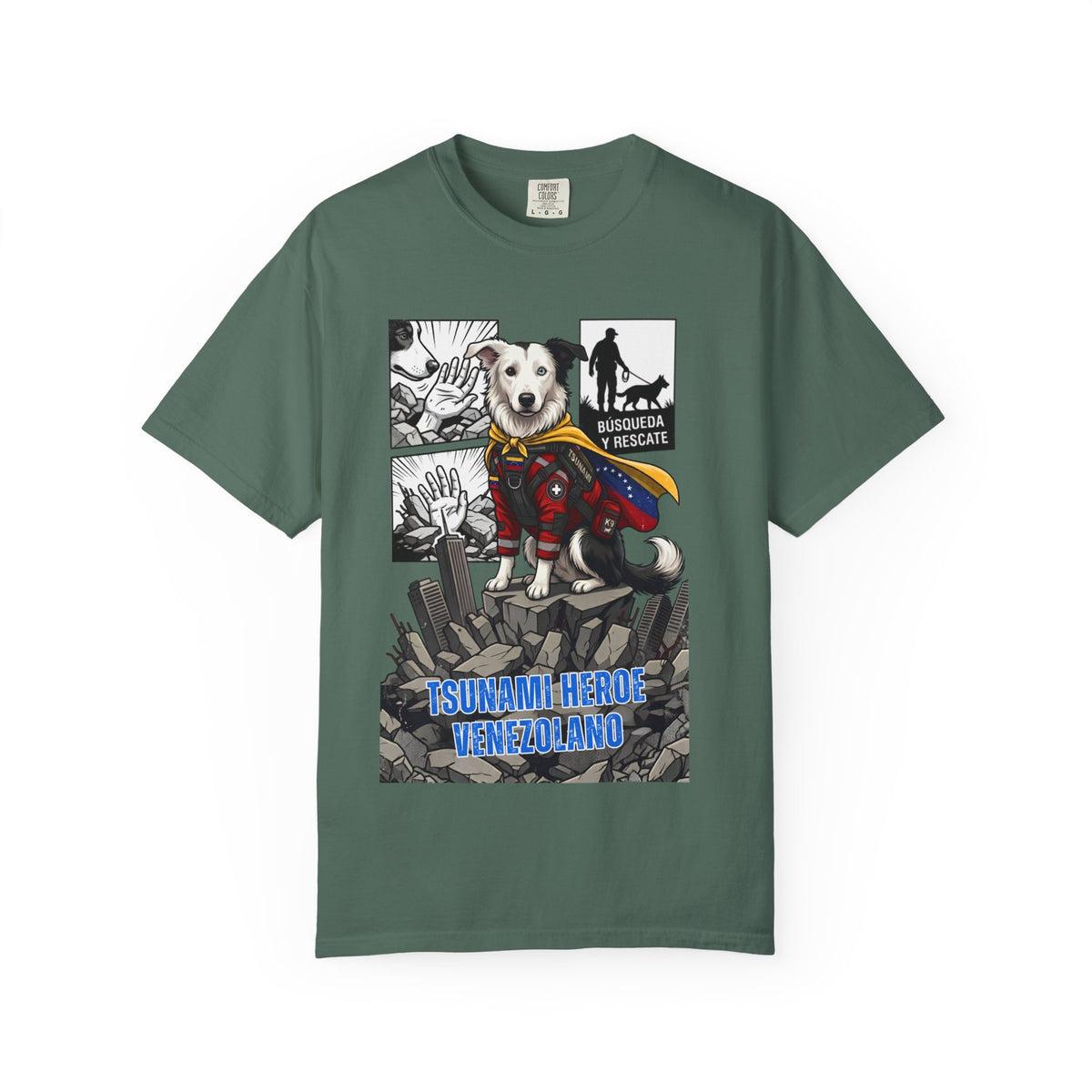 Franela Tsunami Hero Venezuela | Camiseta Gráfica Perro Rescatista | Orgullo Venezolano