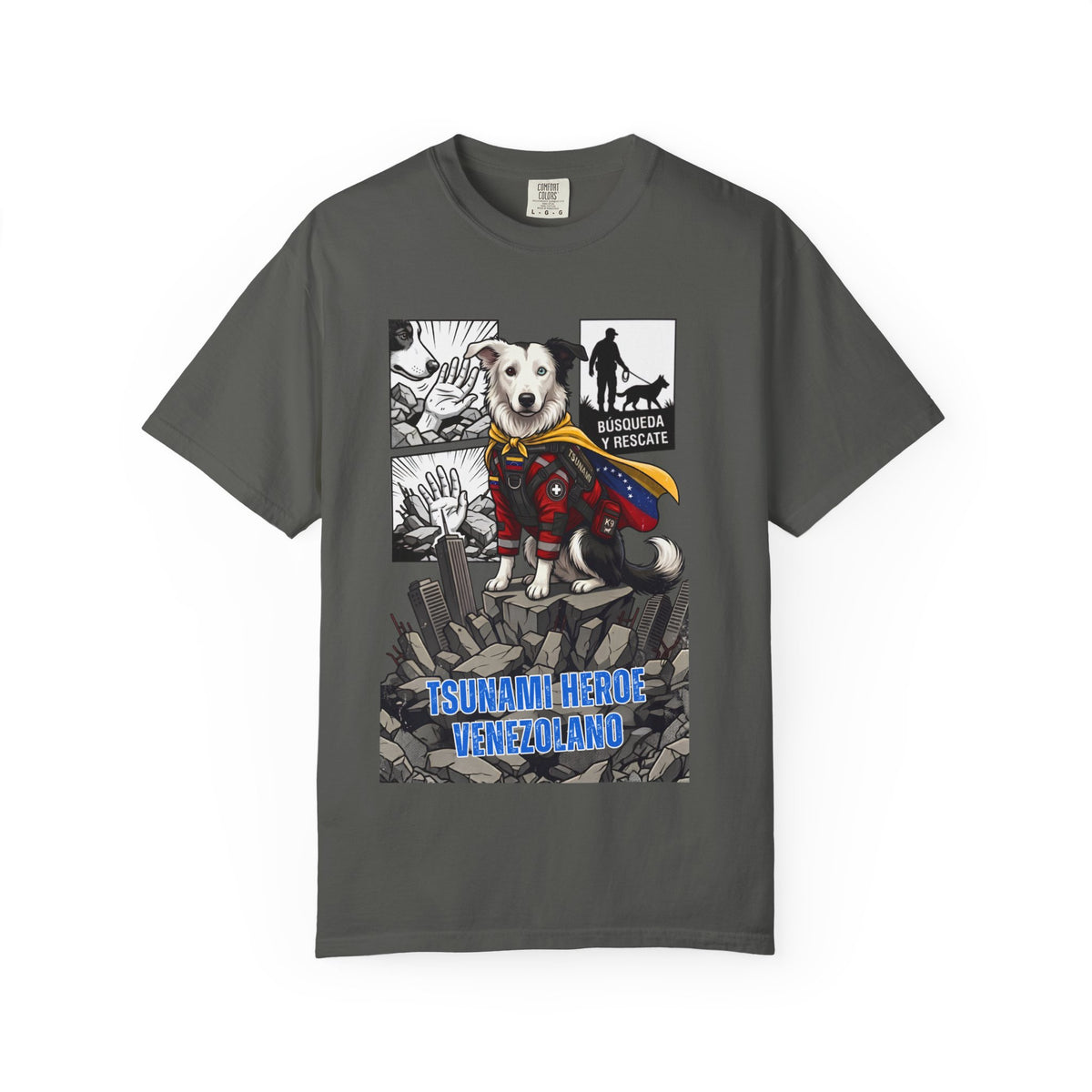 Franela Tsunami Hero Venezuela | Camiseta Gráfica Perro Rescatista | Orgullo Venezolano