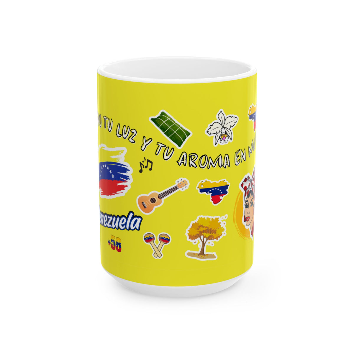 Taza Cerámica Venezuela Sticker Collage | Café Amarilla 11oz/15oz