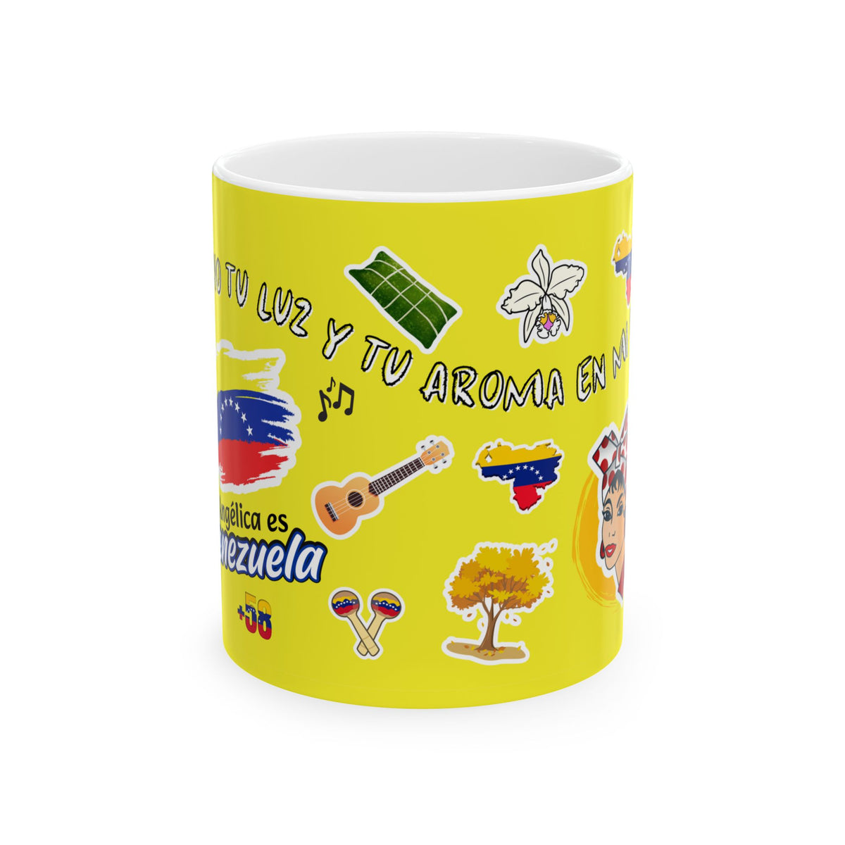 Taza Cerámica Venezuela Sticker Collage | Café Amarilla 11oz/15oz
