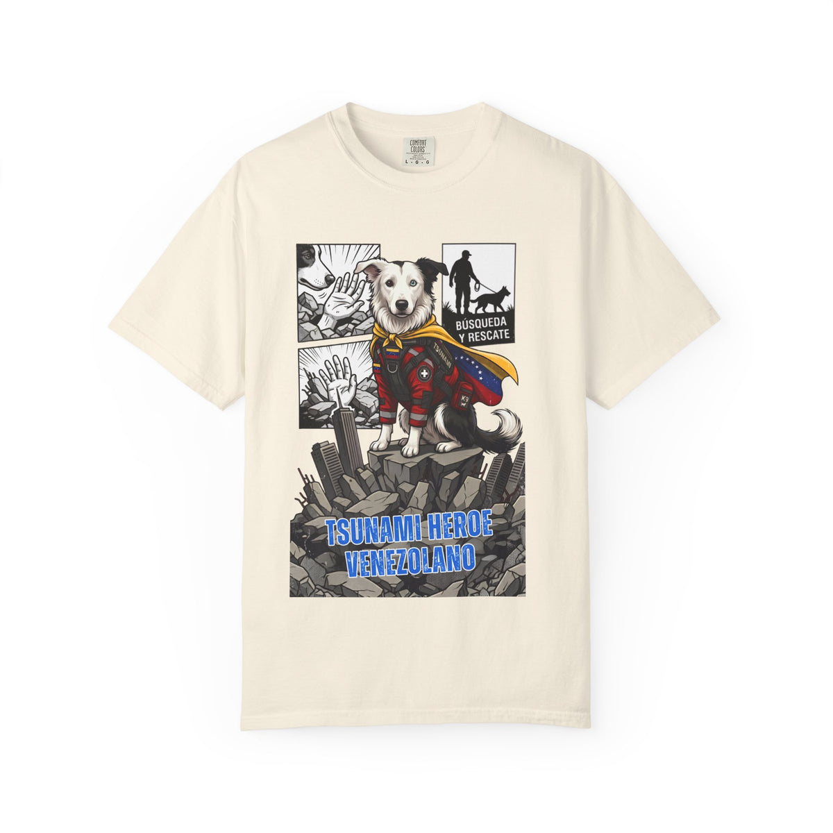 Franela Tsunami Hero Venezuela | Camiseta Gráfica Perro Rescatista | Orgullo Venezolano