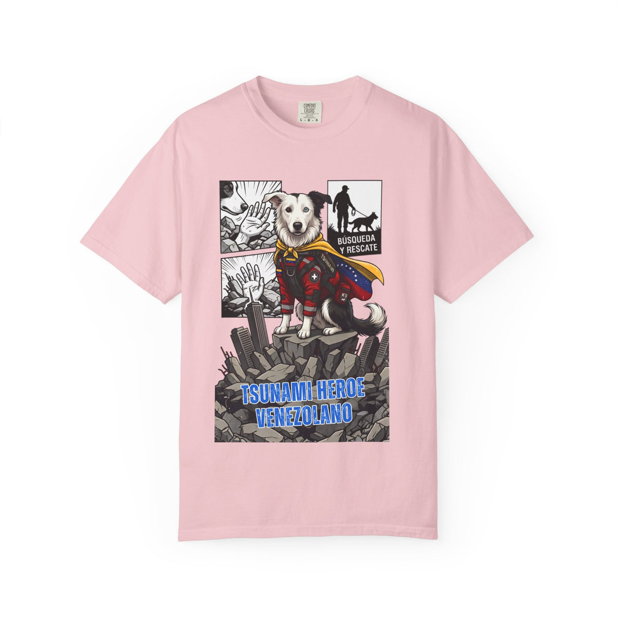 Franela Tsunami Hero Venezuela | Camiseta Gráfica Perro Rescatista | Orgullo Venezolano