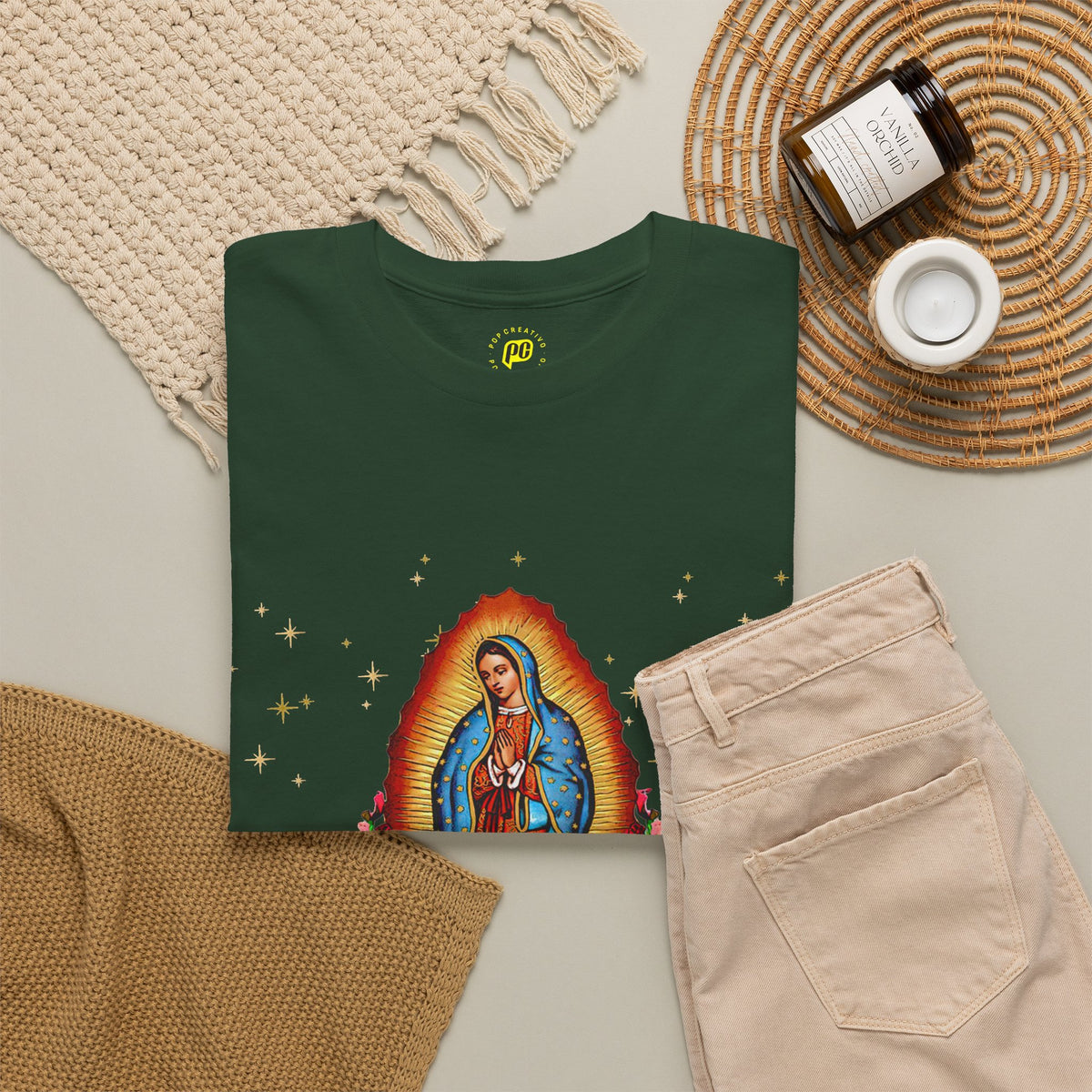 Franela Virgen de Guadalupe | Camiseta Devocional Floral Nuestra Señora