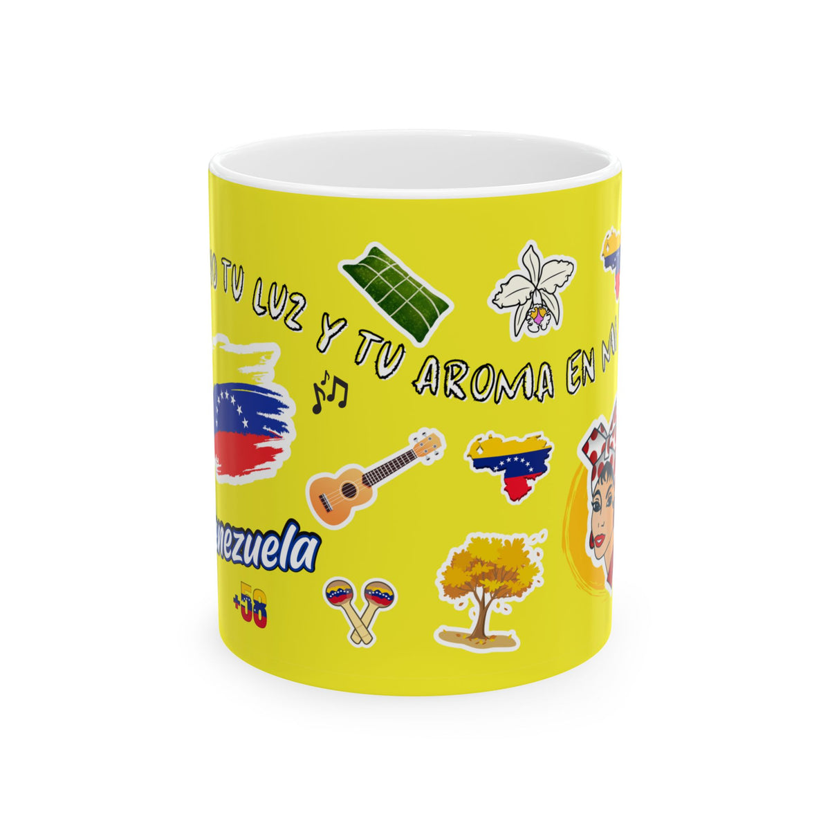Taza Cerámica Venezuela Sticker Collage | Café Amarilla 11oz/15oz