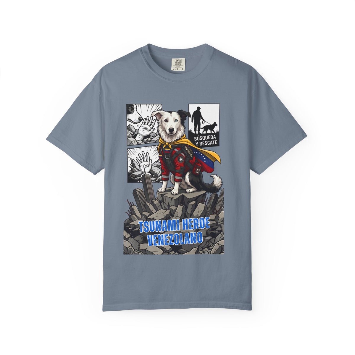 Franela Tsunami Hero Venezuela | Camiseta Gráfica Perro Rescatista | Orgullo Venezolano