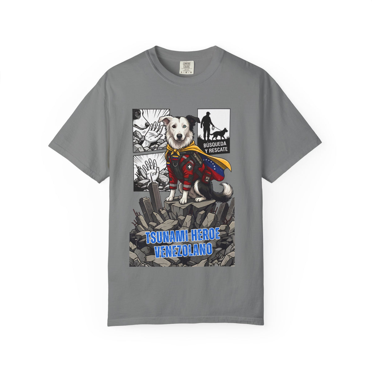 Franela Tsunami Hero Venezuela | Camiseta Gráfica Perro Rescatista | Orgullo Venezolano
