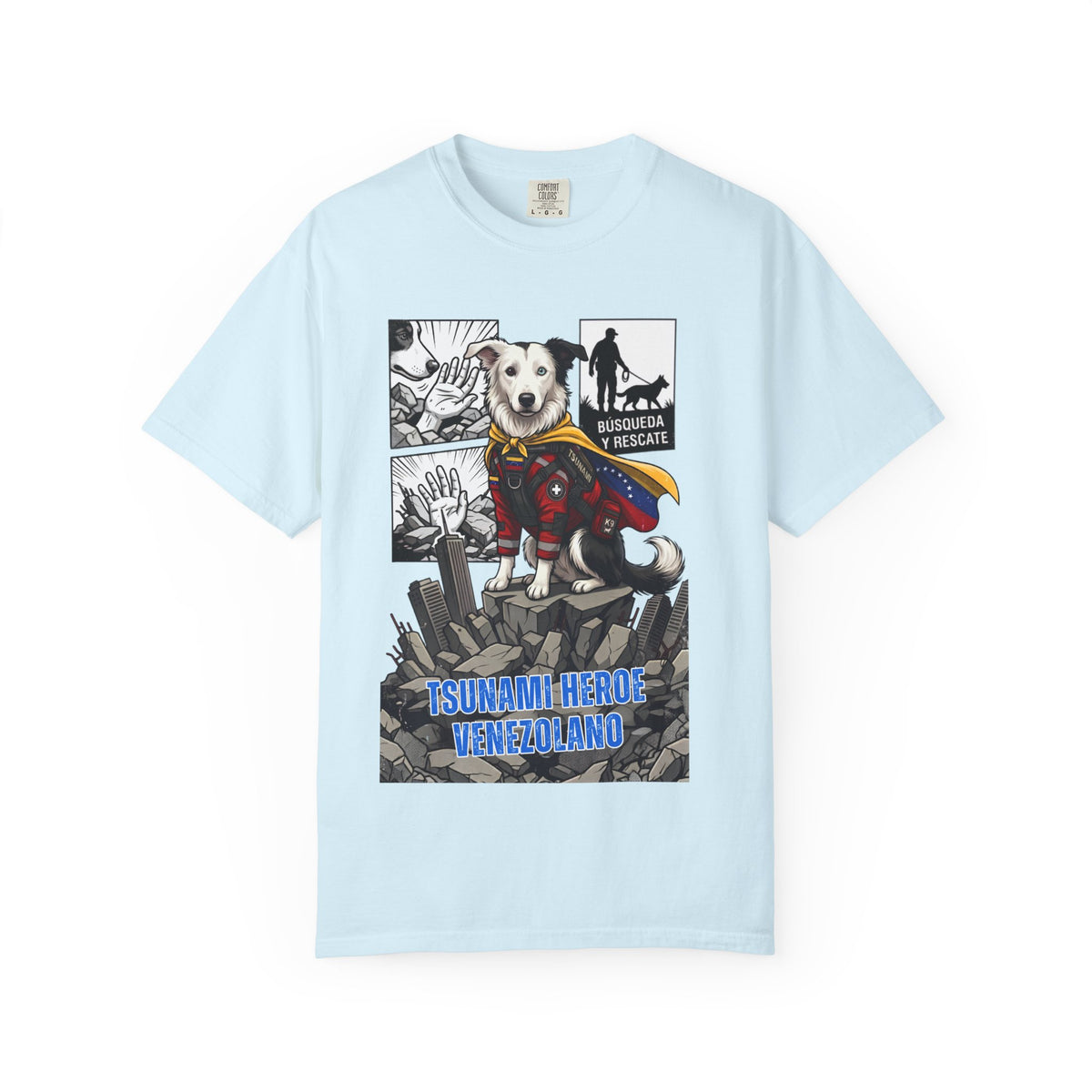 Franela Tsunami Hero Venezuela | Camiseta Gráfica Perro Rescatista | Orgullo Venezolano