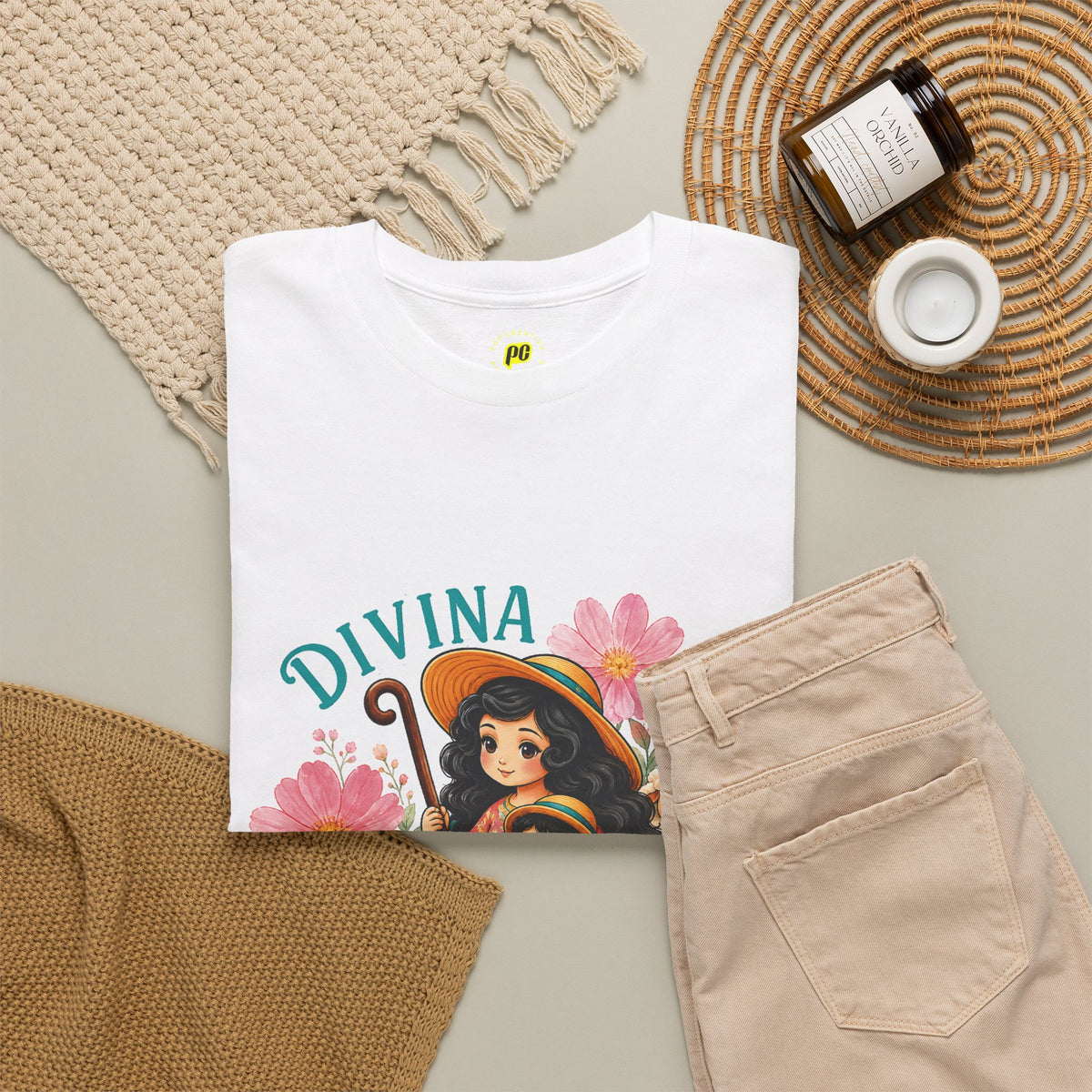 Franela Divina Pastora | Camiseta Mariana con Corderos