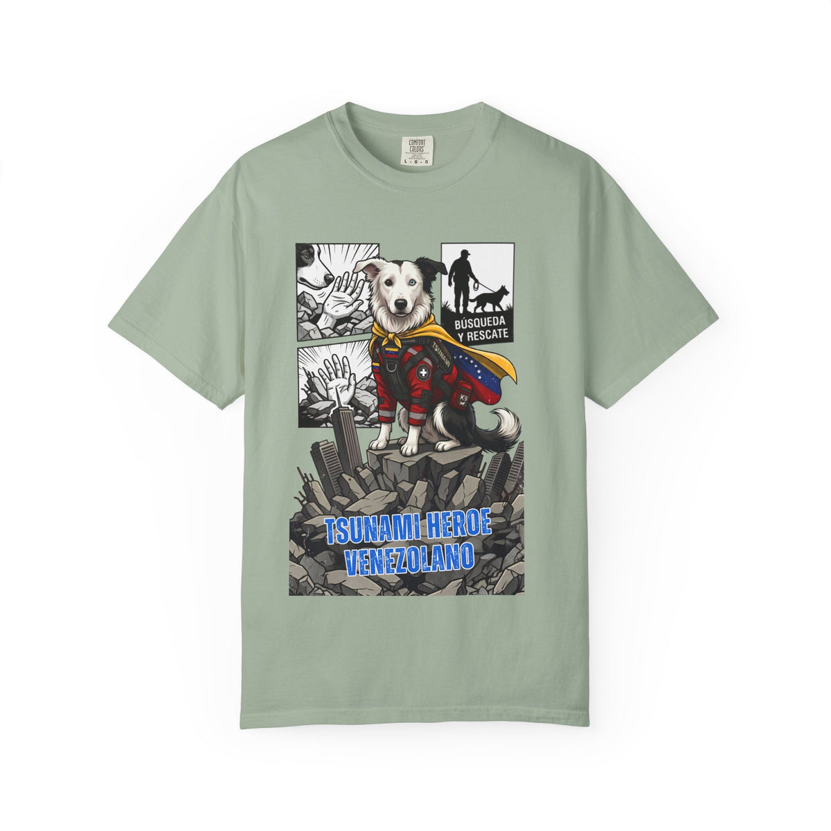 Franela Tsunami Hero Venezuela | Camiseta Gráfica Perro Rescatista | Orgullo Venezolano
