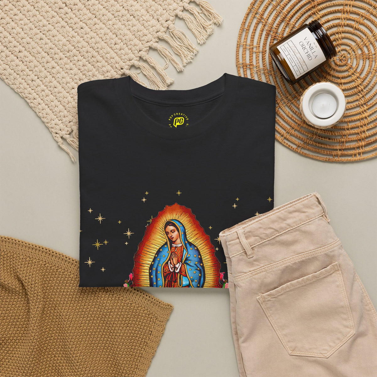 Franela Virgen de Guadalupe | Camiseta Devocional Floral Nuestra Señora