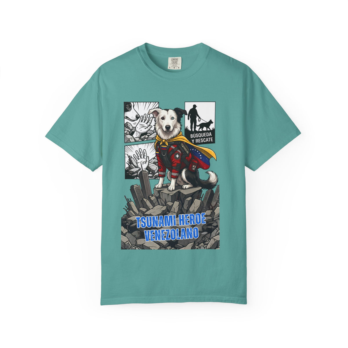 Franela Tsunami Hero Venezuela | Camiseta Gráfica Perro Rescatista | Orgullo Venezolano