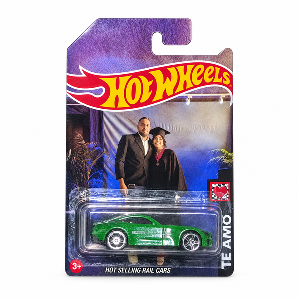Blíster personalizado con carrito verde sobre fondo blanco